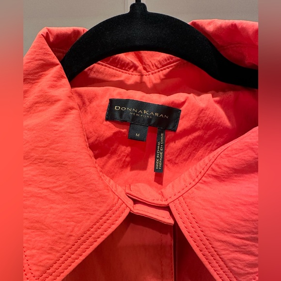 Donna Karan Womens Poppy Red Pockets Belted Button Short Trench Coat NWT - Picture 3 of 3